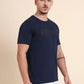 Navy Blue Printed Slim Fit T-Shirt | Greenfibre