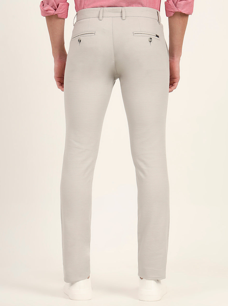 Grey Solid Super Slim Fit Casual Trouser | Greenfibre