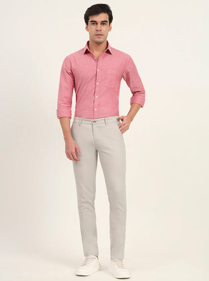 Grey Solid Super Slim Fit Casual Trouser | Greenfibre