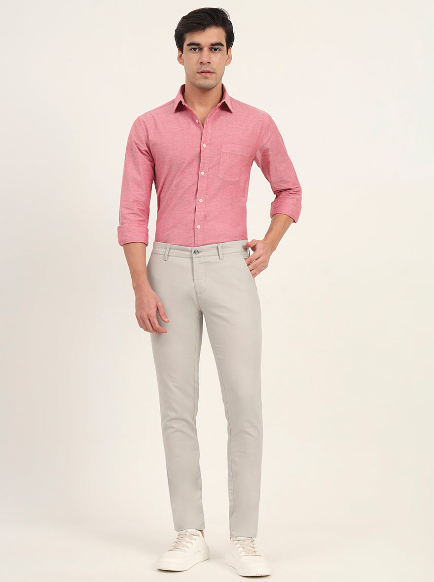 Grey Solid Super Slim Fit Casual Trouser | Greenfibre