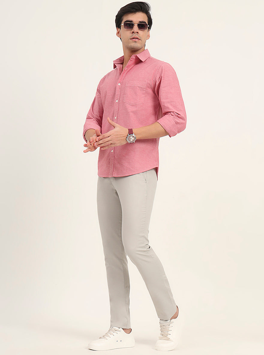 Grey Solid Super Slim Fit Casual Trouser | Greenfibre