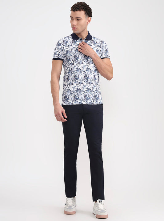 Navy Blue Solid Super Slim Fit Casual Trouser | Greenfibre