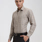 Fawn Checked Slim Fit Formal Shirt | Greenfibre