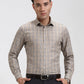 Fawn Checked Slim Fit Formal Shirt | Greenfibre