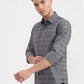 Grey Printed Slim Fit Casual Shirt | Greenfibre