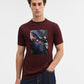 Maroon Printed Slim Fit T-Shirt | Greenfibre