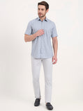 Light Blue Solid Neo Fit Casual Trouser | Greenfibre