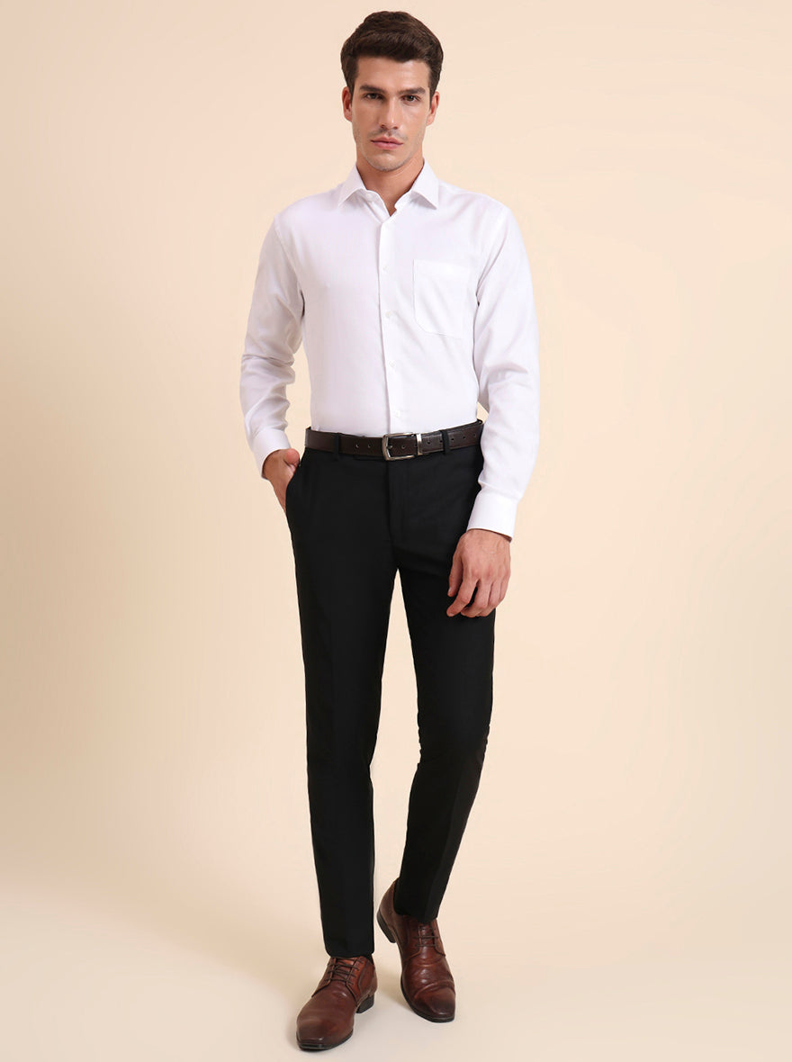 Black Solid Super Slim Fit Formal Trouser | Greenfibre