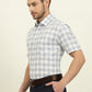 White & Grey Checked Regular Fit Formal Shirt | JadeBlue