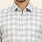 White & Grey Checked Regular Fit Formal Shirt | JadeBlue