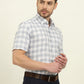 White & Grey Checked Regular Fit Formal Shirt | JadeBlue