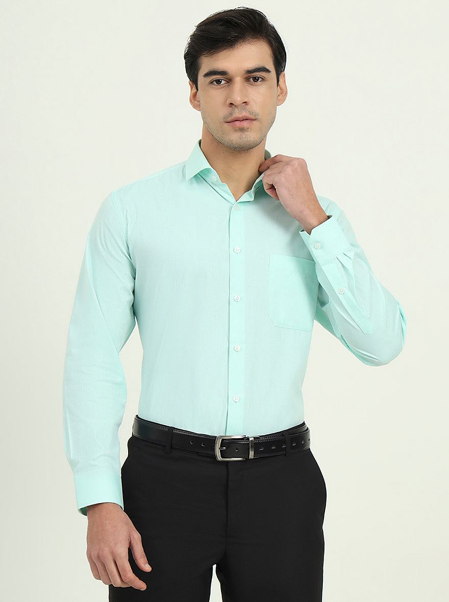 Mint Green Solid Regular Fit Formal Shirt | Greenfire