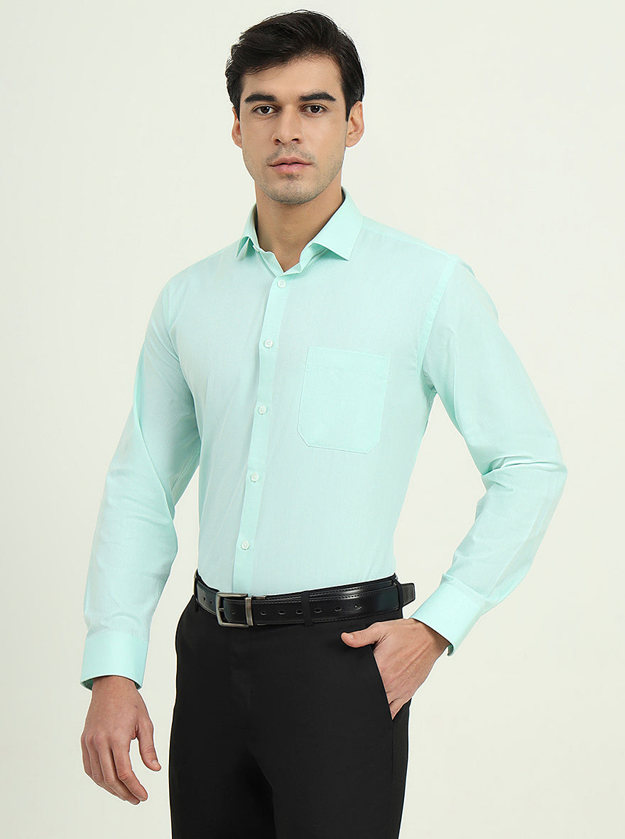 Mint Green Solid Regular Fit Formal Shirt | Greenfire