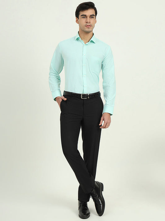 Mint Green Solid Regular Fit Formal Shirt | Greenfire