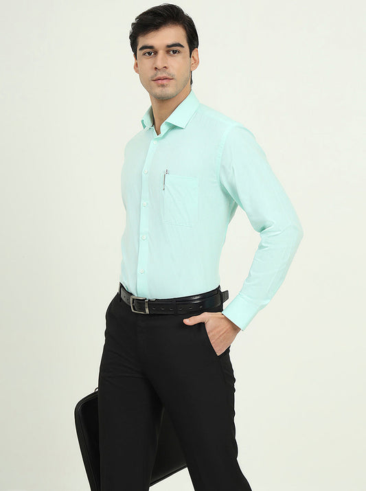 Mint Green Solid Regular Fit Formal Shirt | Greenfire