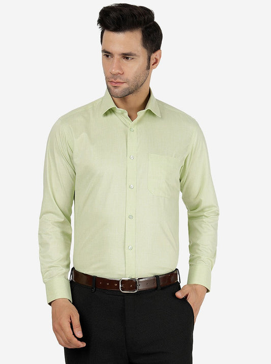 Pista Green Solid Slim Fit Formal Shirt | Greenfibre