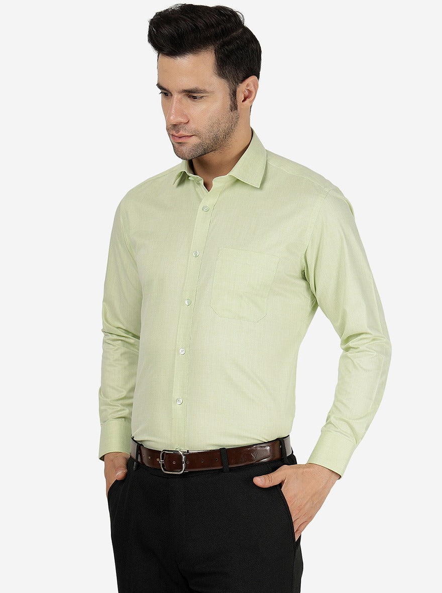 Pista Green Solid Slim Fit Formal Shirt | Greenfibre