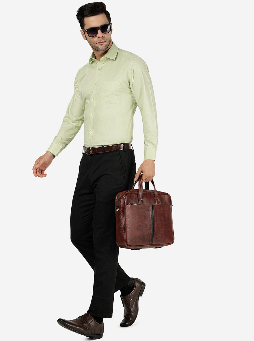 Pista Green Solid Slim Fit Formal Shirt | Greenfibre