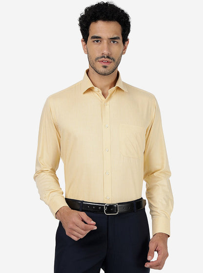 Peach Solid Slim Fit Formal Shirt | Greenfibre