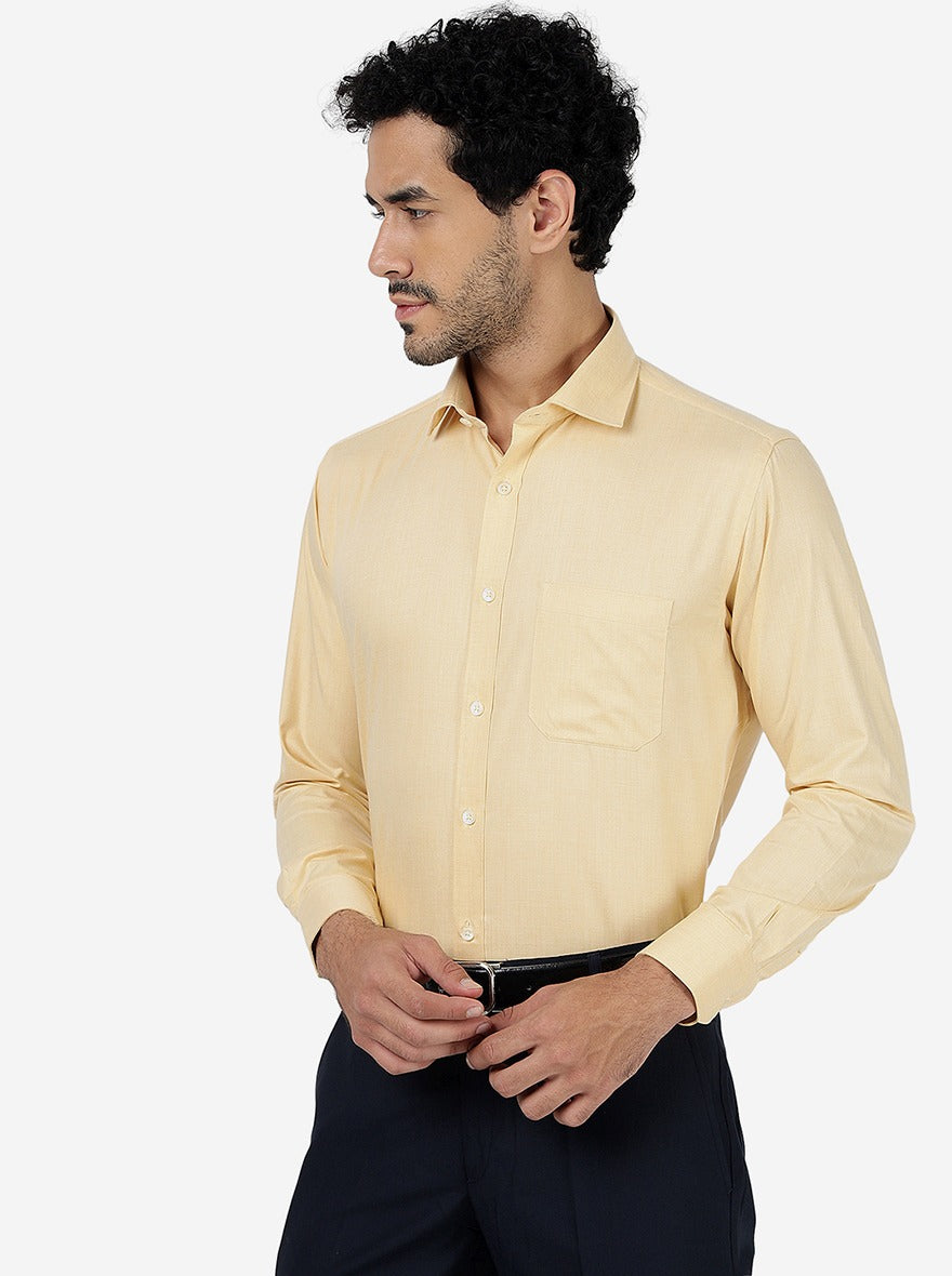 Peach Solid Slim Fit Formal Shirt | Greenfibre