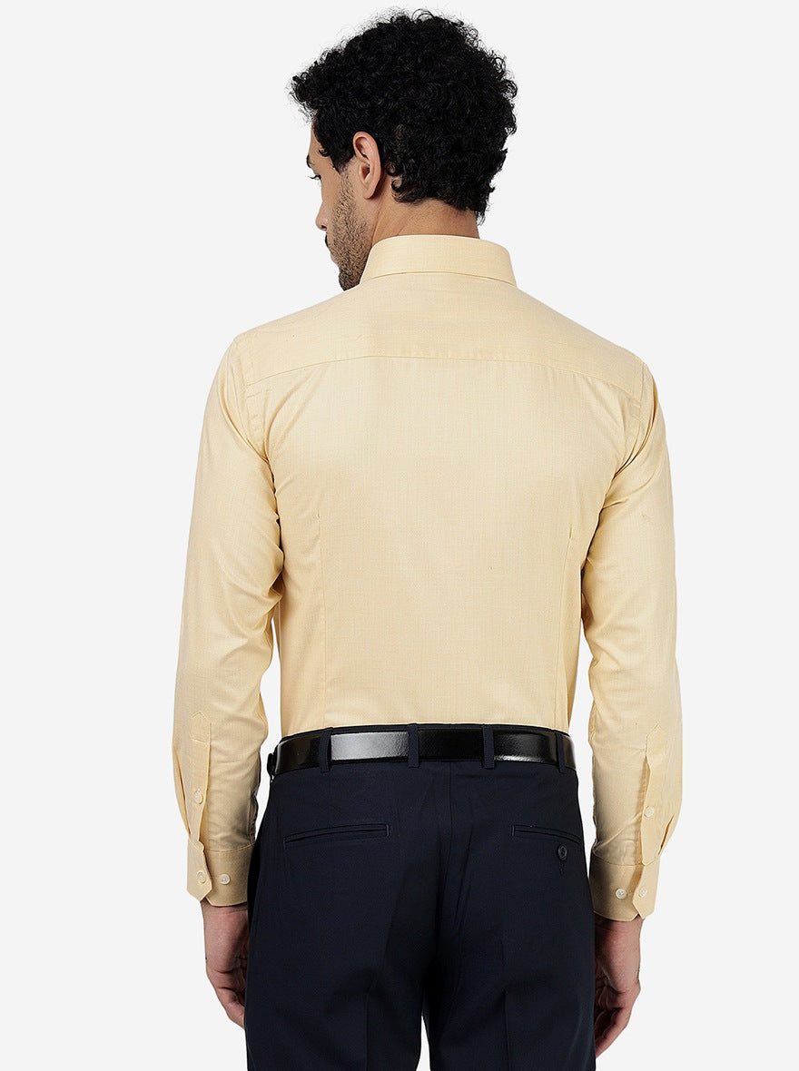 Peach Solid Slim Fit Formal Shirt | Greenfibre