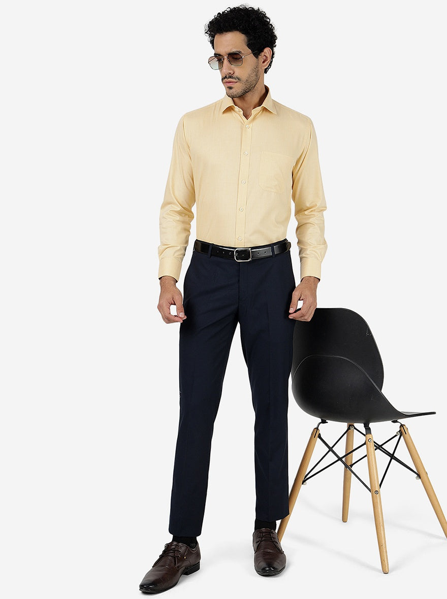 Peach Solid Slim Fit Formal Shirt | Greenfibre