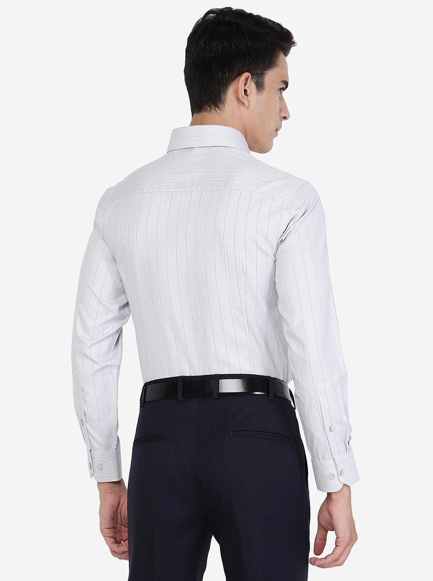 Grey Striped Slim fit Formal Shirt | Greenfibre