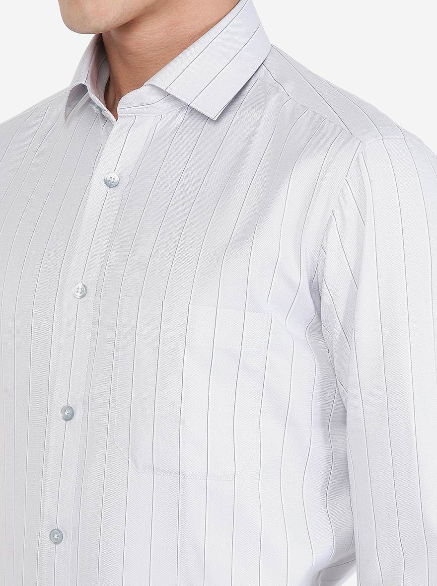 Grey Striped Slim fit Formal Shirt | Greenfibre