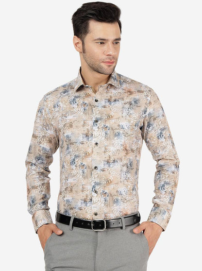 Golden Printed Slim Fit Party Wear Shirt | Greenfibre