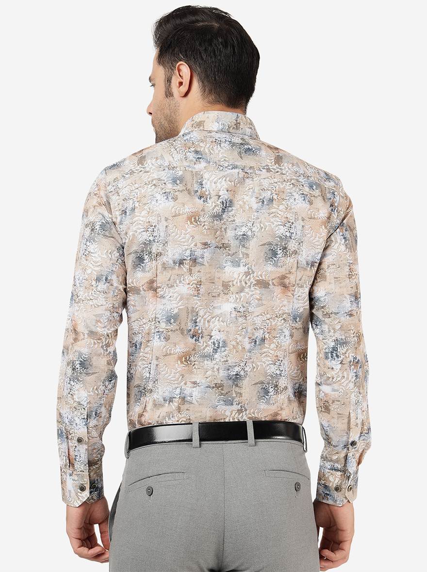 Golden Printed Slim Fit Party Wear Shirt | Greenfibre