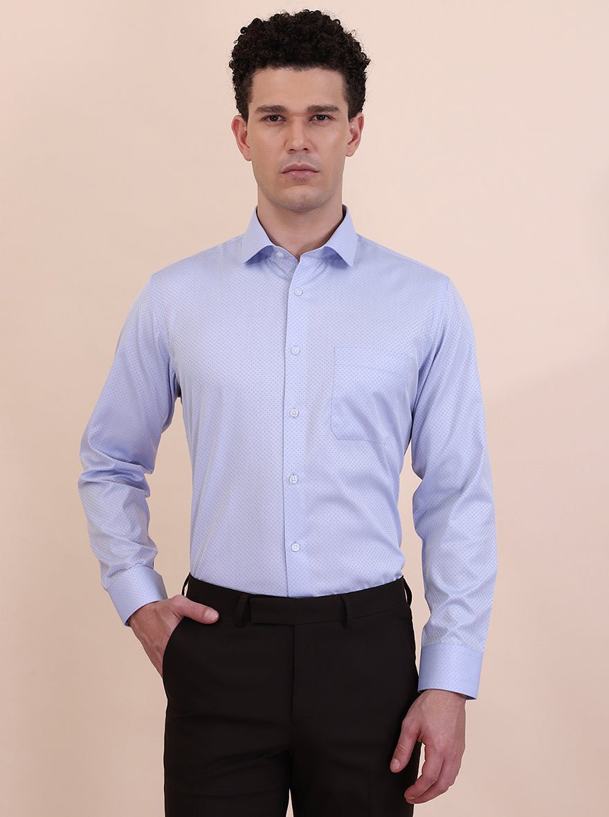 Sky Blue Solid Slim Fit Formal Shirt | Greenfibre