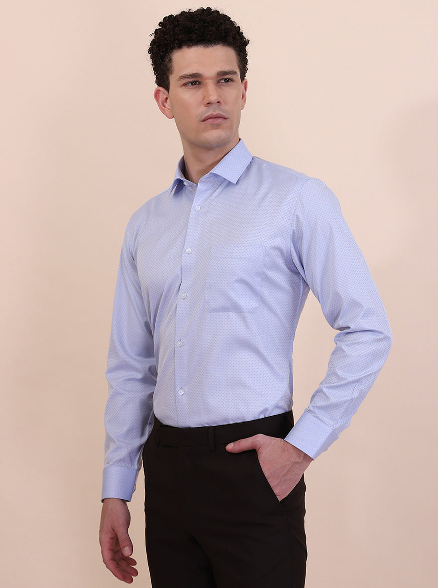 Sky Blue Solid Slim Fit Formal Shirt | Greenfibre