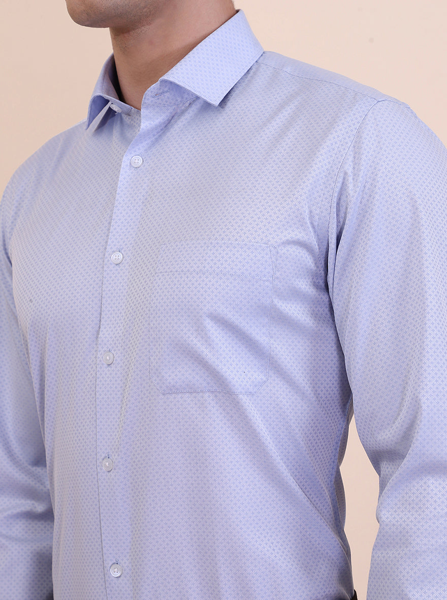 Sky Blue Solid Slim Fit Formal Shirt | Greenfibre