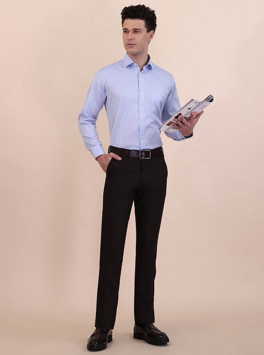 Sky Blue Solid Slim Fit Formal Shirt | Greenfibre