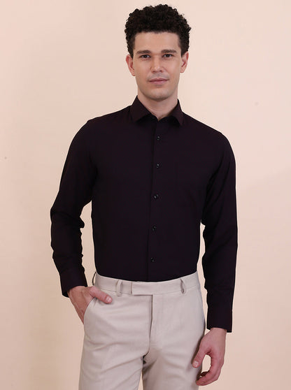 Maroon Printed Regular Fit Formal Shirt | Greenfibre