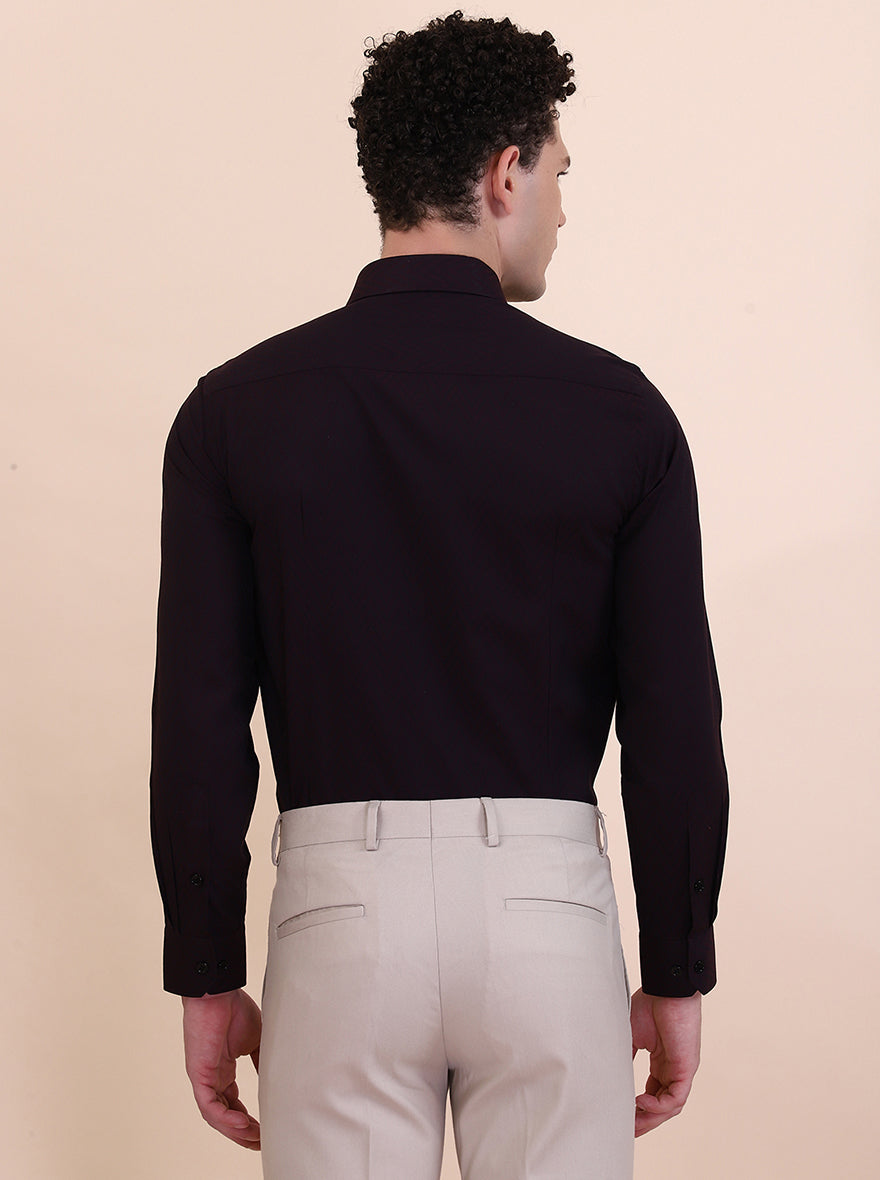 Maroon Printed Regular Fit Formal Shirt | Greenfibre
