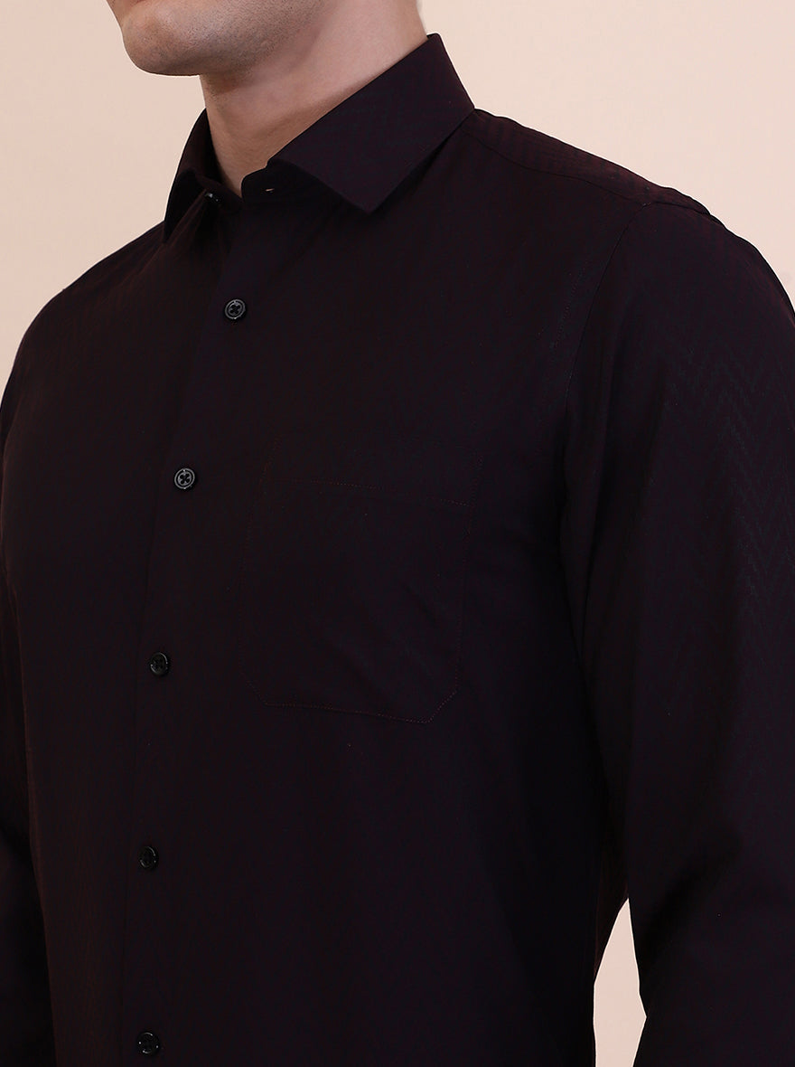 Maroon Printed Regular Fit Formal Shirt | Greenfibre