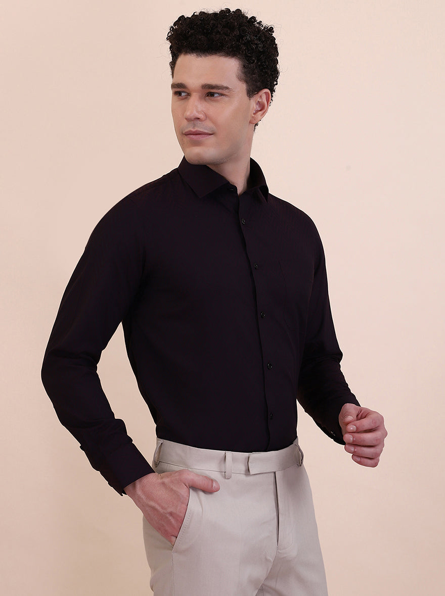 Maroon Printed Regular Fit Formal Shirt | Greenfibre