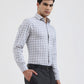 White & Grey Checked Slim Fit Formal Shirt | Greenfibre