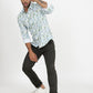 Light Blue Printed Slim Fit Casual Shirt | Greenfibre