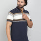 Navy Blue Striped REGULAR FIT Polo T-Shirt | Greenfibre