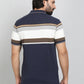 Navy Blue Striped REGULAR FIT Polo T-Shirt | Greenfibre