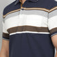 Navy Blue Striped REGULAR FIT Polo T-Shirt | Greenfibre