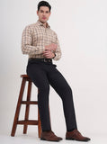 Navy Blue Solid Slim Fit Formal Trouser | Greenfibre
