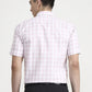 White & Pink Checked Regular Fit Formal Shirt | Greenfibre