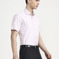 White & Pink Checked Regular Fit Formal Shirt | Greenfibre