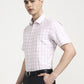 White & Pink Checked Regular Fit Formal Shirt | Greenfibre