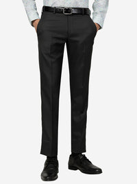 Black Solid Super Slim Fit Formal Trouser | Greenfibre