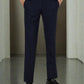 Navy Blue Solid Slim Fit Formal Trouser | Greenfibre