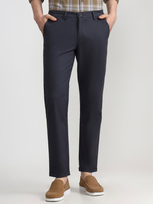 Dark Grey Solid Neo Fit Casual Trouser | Greenfibre
